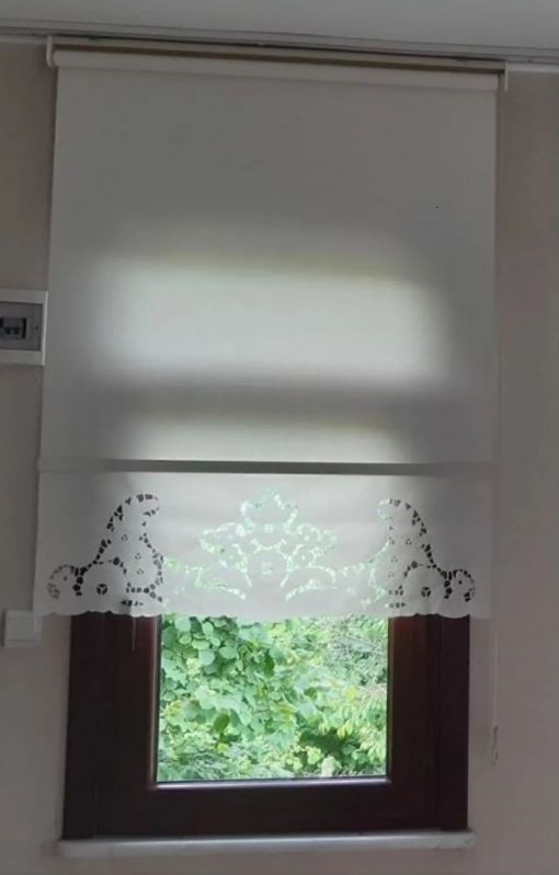 Truva İşlemeli Stor Perde